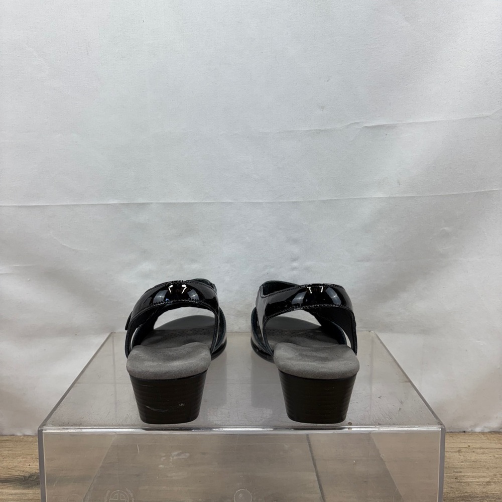 SAS 6.5 W Sunburst Patent Leather Black Heel Strap Sandal New with box. - Picture 6 of 10